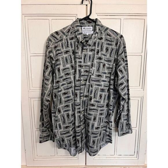Columbia size large button down shirt with fish design - Picture 1 of 2
